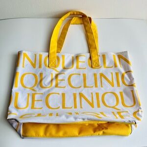 Clinique Bold Yellow and White Tote Shoppers bag Handbag